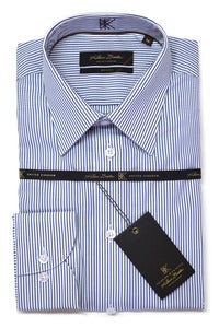 Image of KLAUSS KL780-45 WHITE AND BLUE LINED SHIRT