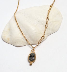 Image of Rough diamond pod pendant, gold plated sterling silver