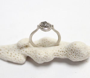 Image of Rough diamond ring, sterling silver