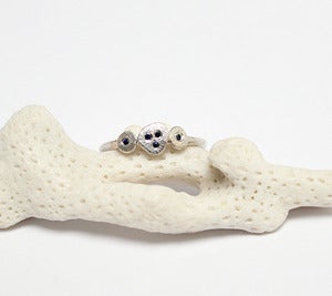 Image of Triple sequin sapphire ring, sterling silver