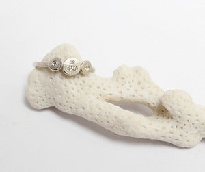 Image of Triple sequin diamond ring, sterling silver