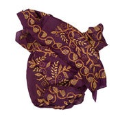 Image of Chikan Silk Scarf | Eggplant