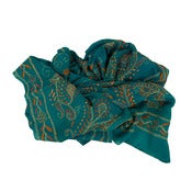 Image of Chikan Silk Scarf | Teal