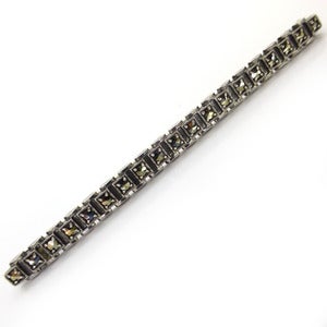 Image of Vintage Silver Cube Marcasite Bar Pin Brooch