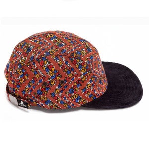 Image of MOUPIA Floral/navy cord. 5 panel hat