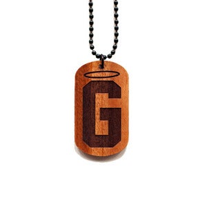Image of Halo G Wooden Dog Tag in Mahogany 