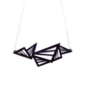 Image of geometric abstraction multi triangle acrylic necklace [black - large size]