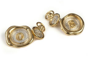 Image of Gold Mini Wax Seal Cufflinks (A-Z) NEW