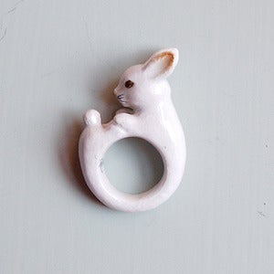 Image of Porcelain White Bunny Ring by And Mary 