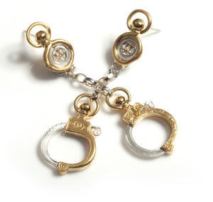 Image of Gold Handcuff Chain Earrings NEW