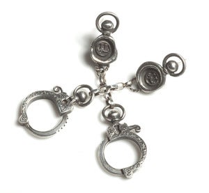 Image of Polished Silver/Oxidised Handcuff Chain Earrings NEW