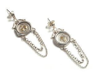Image of Polished Silver 19th c. Mini Wax Seal Chain Earrings NEW