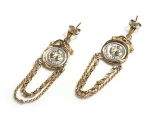 Image of Gold 19th c. Mini Wax Seal Chain Earrings NEW