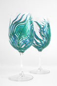 Peacock Feather Wine Glasses - Set of 2 