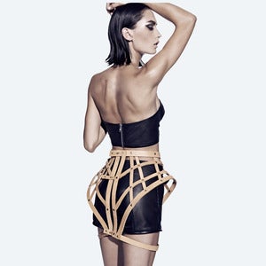 Image of Leather Symmetrical Skirt