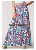 Image of High waist unique printed multi color maxi skirt