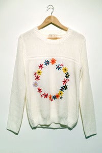 Image of knitted embroidery floral circle jumper