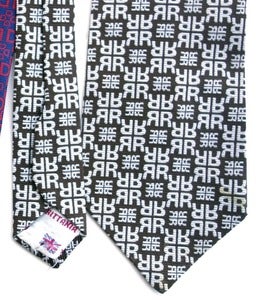 Image of Vintage 1971 David Hicks Tie, Geometrically Monogrammed "R"