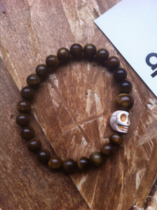 Image of Tiger Eye Beads with Howlite Skull 