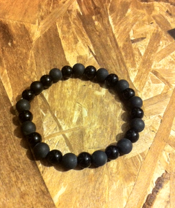 Image of Frosted Matte black agate & glossy agate