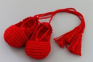 Image of Chaussons bébé espadrilles en coton bio rouge