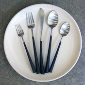 Image of 5 piece Noor brushed steel cutlery set