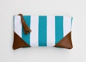 Image of summer stripe zip pouch (turquoise)