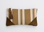 Image of summer stripe zip pouch (hazelnut + cream)
