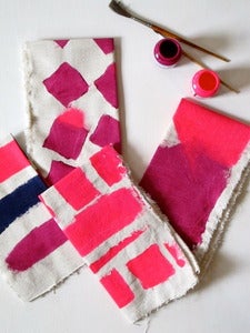 Image of hand painted napkins - pink/purple