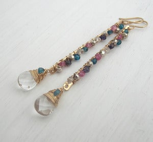 Image of Pink and Teal Gemstone Earrings