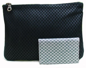 Image of Hand Made Fishnet Printed Black Leather Purse