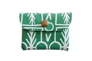 Image of Card Holder- Green Leather with White Talisman