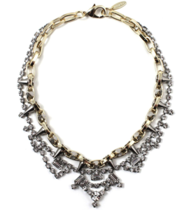 Image of Metal-Luxe Crystal & Spike Necklace - Crystal/Gold/Silver Spikes