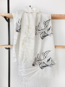 Image of Sharkrider Sailboat Scarf (White)