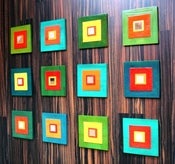 Image of Colorful Boxes of Light - 12 Mixed Media Assemblage Wood Panels
