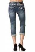 Image of Miss Me - Silver Sequins Victorian Insert Boyfriend  Capri JB6200P 