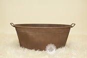 Image of Rust Brown Metal Tub - Vintage Style - Newborn Infant Child