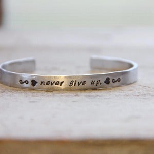 Image of Never Give Up skinny cuff bracelet 