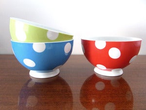 Image of 3 BOLS À POIS EN PORCELAINE REF.1316