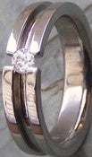 Image of Titanium Striped Tension Set Band - Brilliant Cut Colorless Diamond Ring
