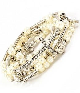 Image of CROSS PEARL BRACELET 