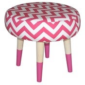 Image of Hot Pink Chevron Footstool LIMITED EDITION