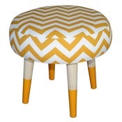 Image of Footstool -Yellow Chevron