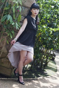 Image of Sheer Black Top with Lace Insert