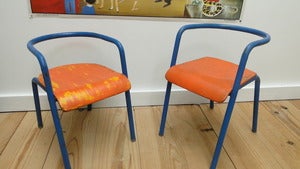 Image of Fauteuil Delagrave Bleu et orange ... Vintage kids Chairs 