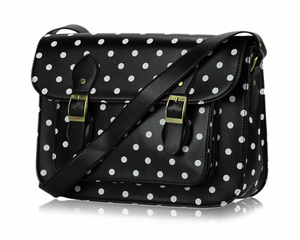 Image of Jet Black Polka Dot Classic Satchel