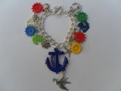 Image of Nautical Large Anchor & Bird & Plastic Charms Rockabilly Kitsch Retro Charm Bracelet