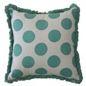 Image of Turquoise Gone Dotty Linen Cushion Cover