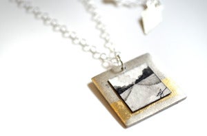 Image of "Silver, Square, + Gilded" Fine Art Collage Necklace