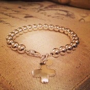 Image of "Trust" Sterling Silver Cross Charm Bracelet 